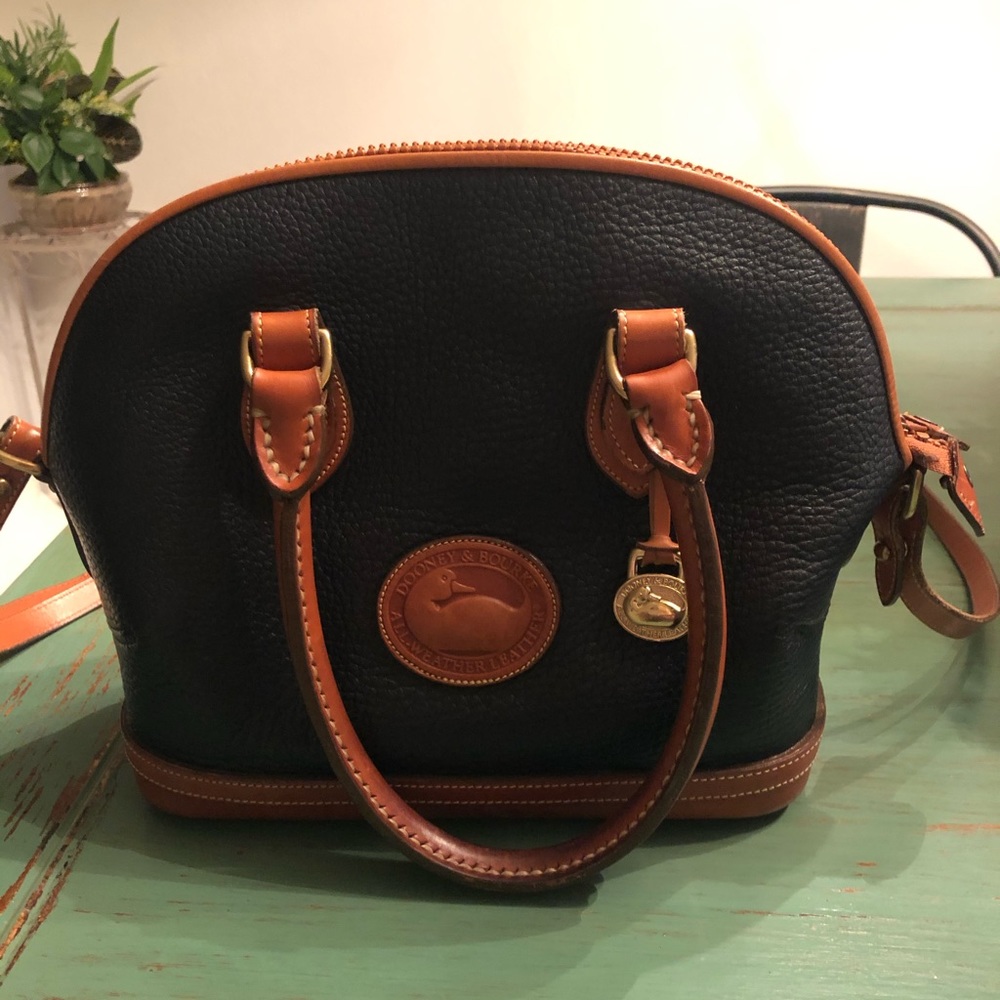 Vintage leather Dooney & Bourke navy dome bag